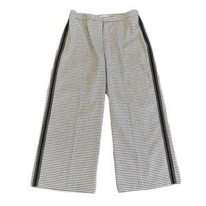 WHISTLES Check Trouser Black And White Checkered Pants Cropped Wide Leg Palazzo